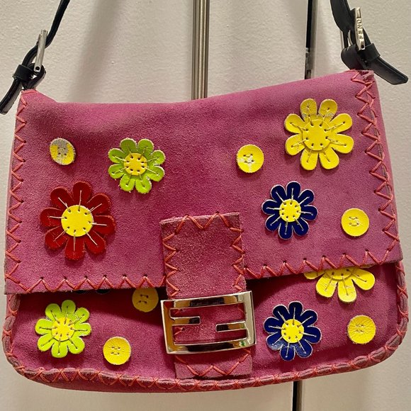 Fendi Handbags - FENDI pink suede bag - Vintage and Rare!! EUC